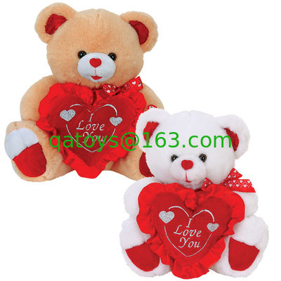 oso de peluche del día de tarjetas del día de San Valentín 12inch con la flor y los juguetes rellenos corazón del empuje para la celebración