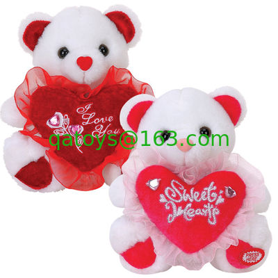 oso de peluche del día de tarjetas del día de San Valentín 12inch con la flor y los juguetes rellenos corazón del empuje para la celebración
