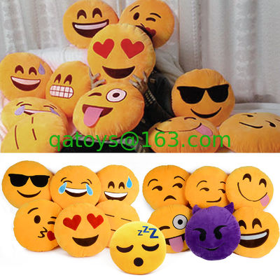 Almohada rellena redonda el dormir del bebé del Emoticon amarillo de Emoji para el uso en el hogar