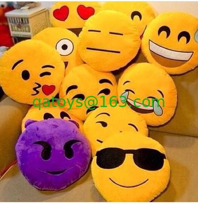 Almohada rellena redonda el dormir del bebé del Emoticon amarillo de Emoji para el uso en el hogar