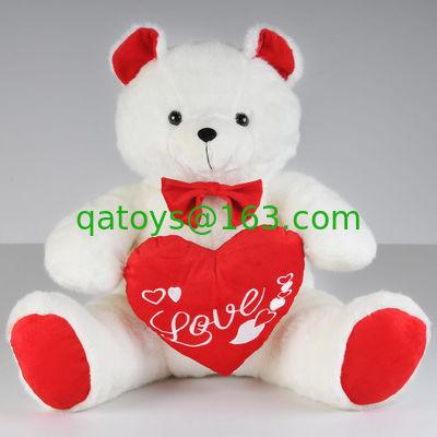 Oso de peluche relleno de los juguetes del día de tarjetas del día de San Valentín de la moda con la celebración roja del empuje del corazón