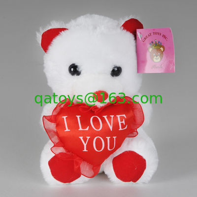 Oso de peluche relleno de los juguetes del día de tarjetas del día de San Valentín de la moda con la celebración roja del empuje del corazón