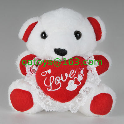 Oso de peluche relleno de los juguetes del día de tarjetas del día de San Valentín de la moda con la celebración roja del empuje del corazón