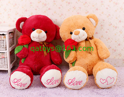 Juguetes rojos gigantes lindos del peluche del oso de peluche con el jumbo de la flor de Rose los 80cm