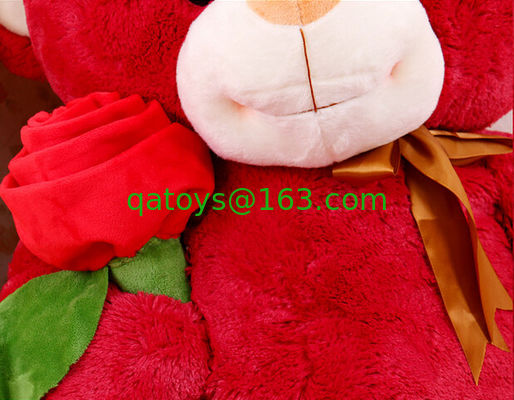 Juguetes rojos gigantes lindos del peluche del oso de peluche con el jumbo de la flor de Rose los 80cm