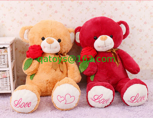 Juguetes rojos gigantes lindos del peluche del oso de peluche con el jumbo de la flor de Rose los 80cm