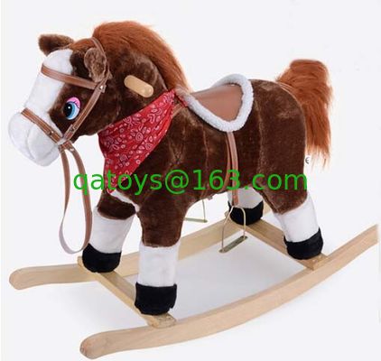 Caballo mecedor de peluche con sonido boca y cola móvil para niños montar en juego