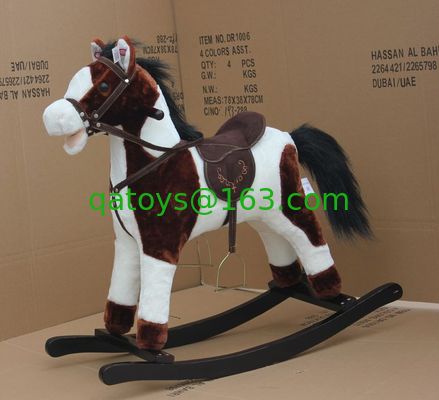 Caballo mecedor de peluche con sonido boca y cola móvil para niños montar en juego