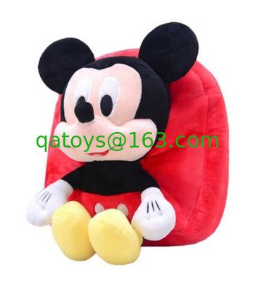 Mochila roja de Mickey Mouse de 12 pulgadas para el niño con tamaño suave de la tela de la felpa