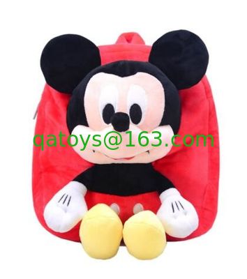 Mochila roja de Mickey Mouse de 12 pulgadas para el niño con tamaño suave de la tela de la felpa