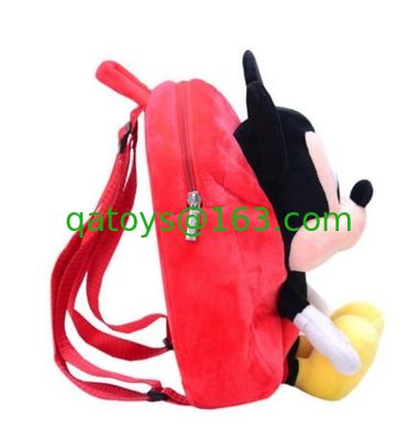 Mochila roja de Mickey Mouse de 12 pulgadas para el niño con tamaño suave de la tela de la felpa