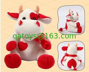 Peluches de encargo de la forma roja preciosa de la vaca de los regalos de la promoción pequeños para los niños