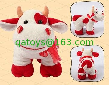 Peluches de encargo de la forma roja preciosa de la vaca de los regalos de la promoción pequeños para los niños