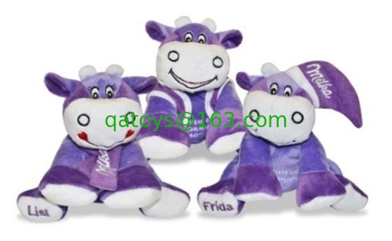 Los regalos promocionales animales rellenos púrpura de la vaca de leche juegan estándar del CE de 8 pulgadas
