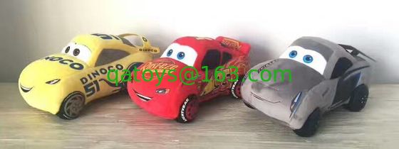 Los coches originales rojos de los corredores del automóvil descubierto de Disney juegan 3 juguetes rellenos de la felpa de la historieta para jugar del bebé