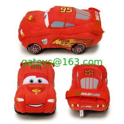 Los coches originales rojos de los corredores del automóvil descubierto de Disney juegan 3 juguetes rellenos de la felpa de la historieta para jugar del bebé