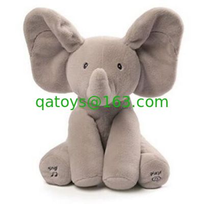 Ojeada gris juguetes del abucheo de una felpa de la música, juguete relleno electrónico del elefante
