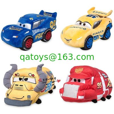 Los coches originales rojos de los corredores del automóvil descubierto de Disney juegan 3 juguetes rellenos de la felpa de la historieta para jugar del bebé