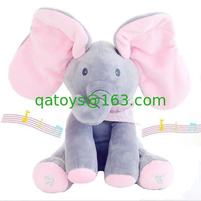 Ojeada musical juguetes mimosos del abucheo del elefante del juego del escondite de una felpa del bebé eléctrico