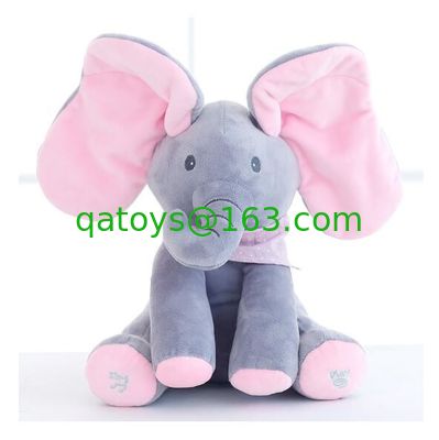 Ojeada musical juguetes mimosos del abucheo del elefante del juego del escondite de una felpa del bebé eléctrico