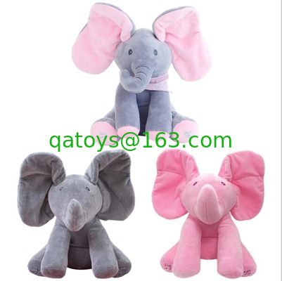 Ojeada musical juguetes mimosos del abucheo del elefante del juego del escondite de una felpa del bebé eléctrico