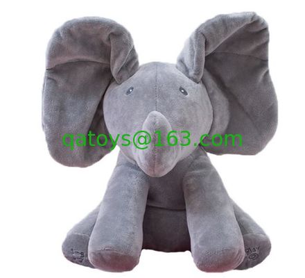 Ojeada musical juguetes mimosos del abucheo del elefante del juego del escondite de una felpa del bebé eléctrico
