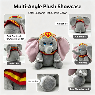 Bonitos juguetes de peluche personalizados de Disney Dumbo - D Personaje de dibujos animados animales rellenos