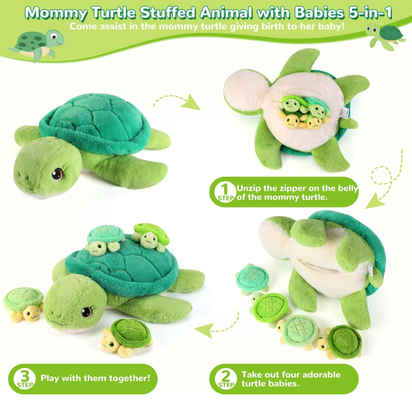 Peluche Mamá Tortuga con Bebés 5 en 1