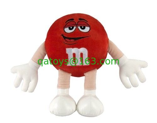 Peluches rojos del carácter de M&M para los bebés, pequeños juguetes de la felpa
