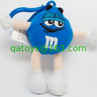 Llavero relleno carácter azul lindo del juguete de M&M, material del poliéster