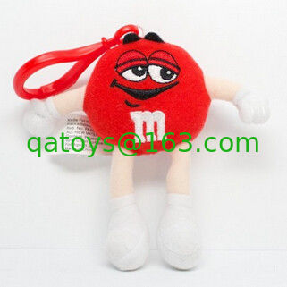 Clavedero de juguete de peluche personalizado Animales rellenos con personajes rojos M&M