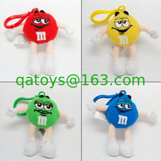 Clavedero de juguete de peluche personalizado Animales rellenos con personajes rojos M&M