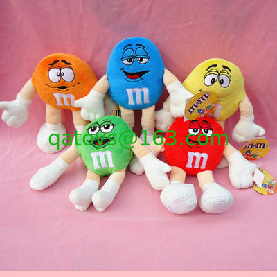 Peluches rojos del carácter de M&M para los bebés, pequeños juguetes de la felpa