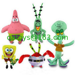 La historieta del sistema completo de la familia de SpongeBob rellenó los juguetes, rosa/verde/rojo/amarillo