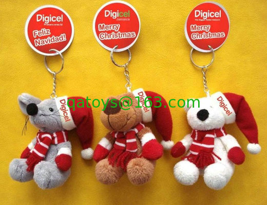 Pequeño la felpa rellena de la Navidad del llavero del oso de peluche de la ejecución colgante juega al OEM