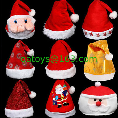 Sombrero rojo de la Navidad para el sombrero de la felpa del regalo para la fiesta de Navidad, imprimiendo a Papá Noel