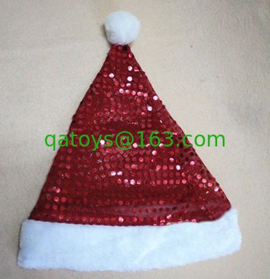 La felpa personalizada juega el sombrero de la Navidad del baile con el oro Podwer, rojo/azul