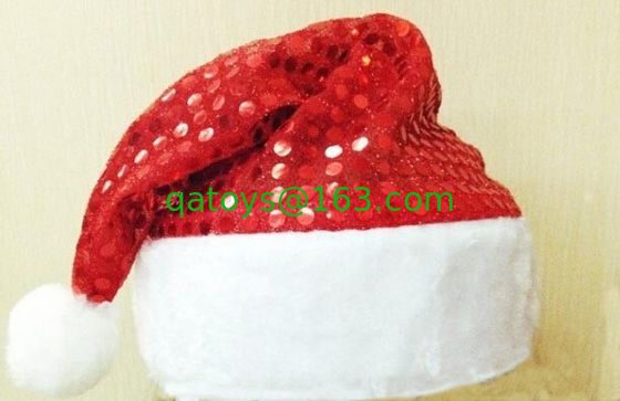 La felpa personalizada juega el sombrero de la Navidad del baile con el oro Podwer, rojo/azul