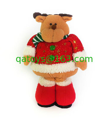 Juguetes rellenos de la felpa de la Navidad de la muñeca del muñeco de nieve del reno con la pierna de Streaching