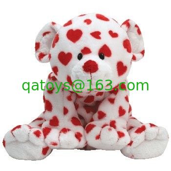 perro suave del día de tarjetas del día de San Valentín de los 25cm con los juguetes rellenos corazón rojo del empuje para los regalos