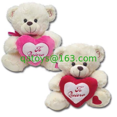 Del día de tarjetas del día de San Valentín blanco oso suave relleno de la felpa de los juguetes con el corazón rojo