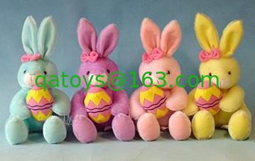 conejitos de pascua rellenos 12inch con los juguetes del empuje del huevo, juguetes suaves para la celebración del día de fiesta