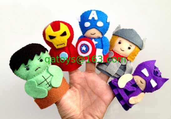 La felpa de la historieta de la moda juega las marionetas del finger del fieltro de los vengadores, para los regalos de la promoción y el premio