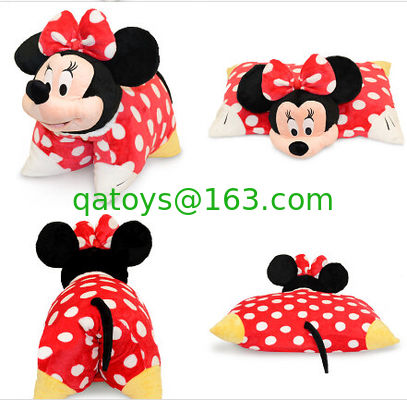 Red Lovely Disney Minnie Mouse almohada de niño con cabeza de peluche Minnie