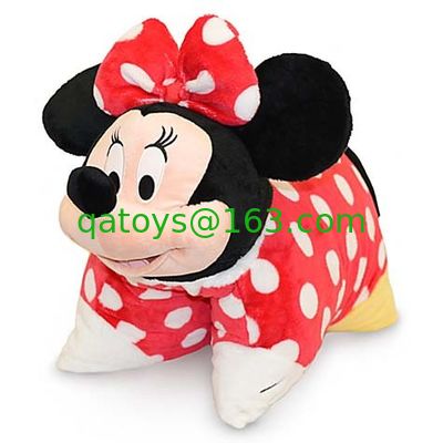 Red Lovely Disney Minnie Mouse almohada de niño con cabeza de peluche Minnie