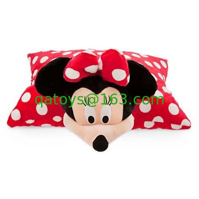 Red Lovely Disney Minnie Mouse almohada de niño con cabeza de peluche Minnie