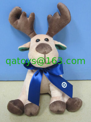 Peluches grandes de los alces/del reno de los juguetes de la felpa de la Navidad con la cinta