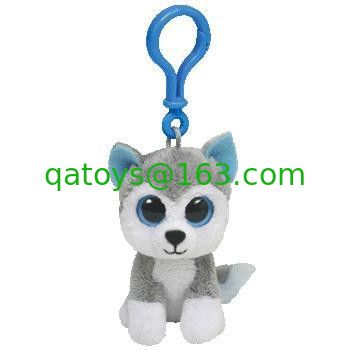 Llavero fornido del juguete de la felpa del peluche del perro, blanco gris/del blanco/del arroz