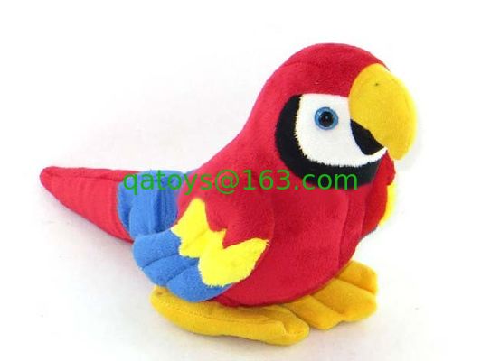 El animal relleno del loro del bosque rojo juega el juguete suave de la felpa de los niños