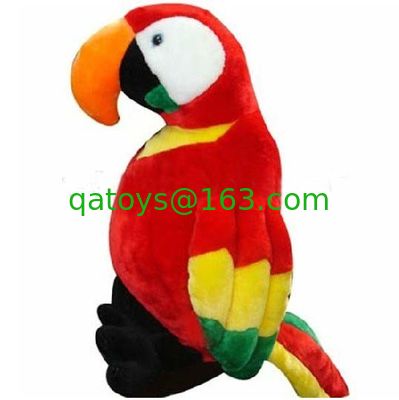 El animal relleno del loro del bosque rojo juega el juguete suave de la felpa de los niños